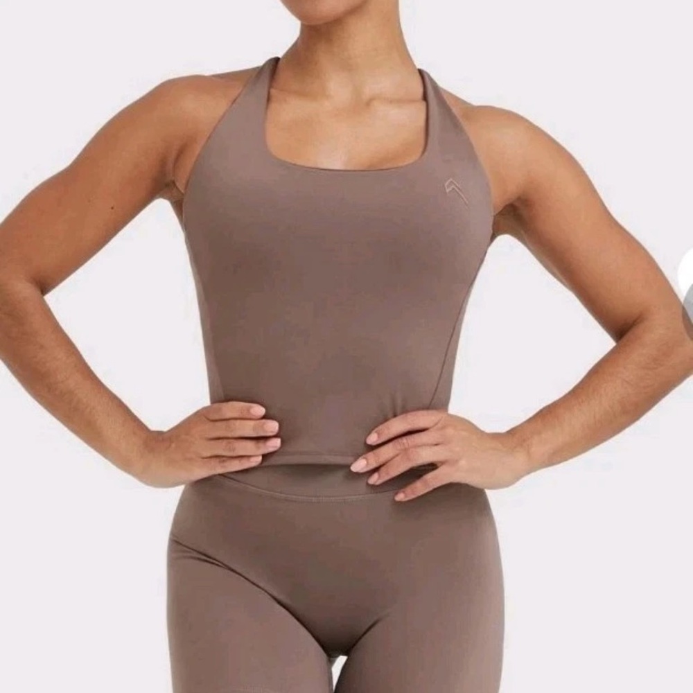 Oner Timeless Square Neck Mid Tank Top Cool Brown Medium Euc Built In Bra Square - Picture 7 of 8
